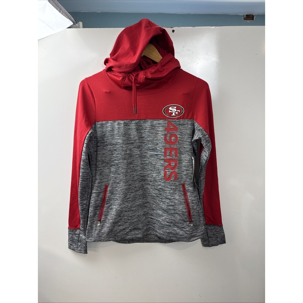 NFL Team Apparel San Francisco 49ers High Neck Drawstring Hoodie Pockets Sz S
